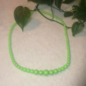 Vintage Beaded Necklace Lime Green 24”